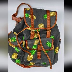 Pineapple Print, Drawstring Backpack,  Claires